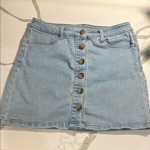 Denim Button-Front Skirt